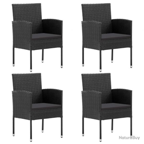 Chaises de jardin coussins noir lot de 4 noir rsine tresse alsavelo