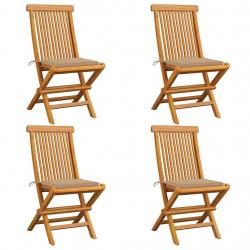 Chaises de jardin et coussins beige lot de 4 Bois teck massif alsavelo