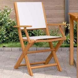 Chaises de jardin lot de 2 blanc crème bois acacia massif tissu alsavelo