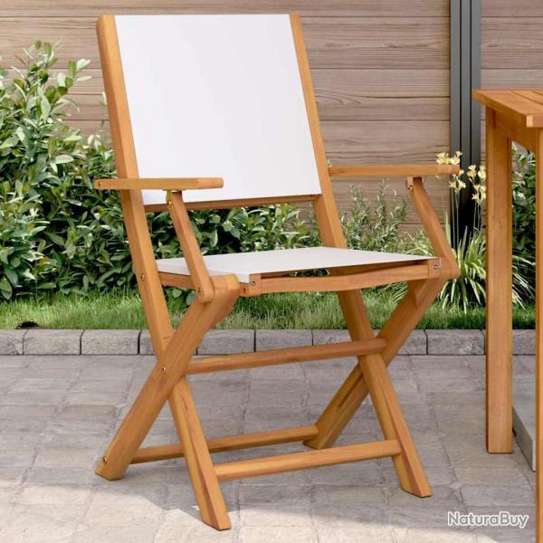 Chaises de jardin lot de 2 blanc crme bois acacia massif tissu alsavelo