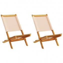 Chaises de jardin lot de 2 beige bois d'acacia massif et tissu alsavelo