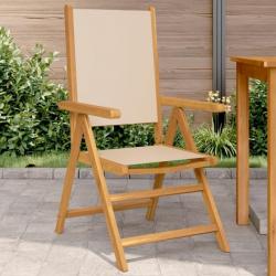 Chaises de jardin lot de 2 beige bois d'acacia massif et tissu