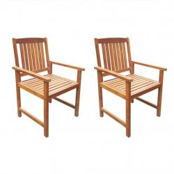 Chaises de jardin lot de 2 Bois d'acacia massif Marron alsavelo