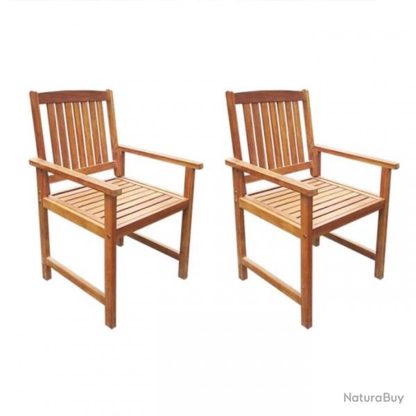 Chaises de jardin lot de 2 Bois d'acacia massif Marron