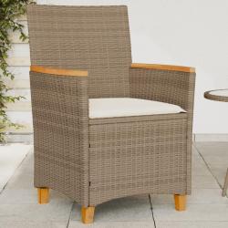 Chaises de jardin coussins lot de 2 beige résine tressée bois alsavelo