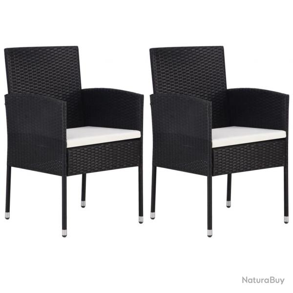 Chaises de jardin coussins blanc crme 2pcs noir rsine tresse alsavelo