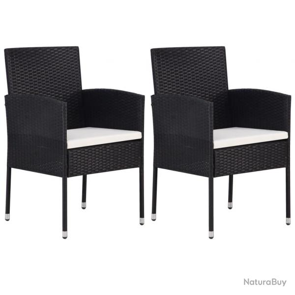 Chaises de jardin coussins blanc crme 2pcs noir rsine tresse alsavelo