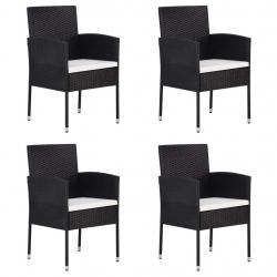 Chaises de jardin coussins blanc crème 4pcs noir résine tressée alsavelo
