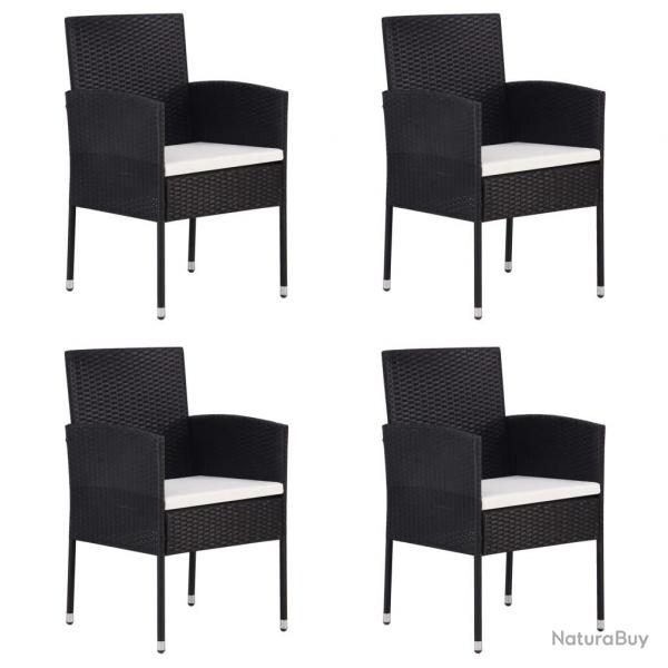 Chaises de jardin coussins blanc crme 4pcs noir rsine tresse alsavelo