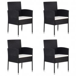Chaises de jardin coussins blanc crème 4pcs noir résine tressée alsavelo