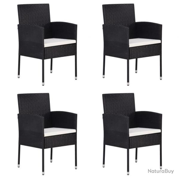 Chaises de jardin coussins blanc crme 4pcs noir rsine tresse alsavelo