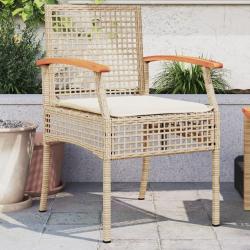 Chaises de jardin coussins lot de 2 beige résine tressée acacia alsavelo