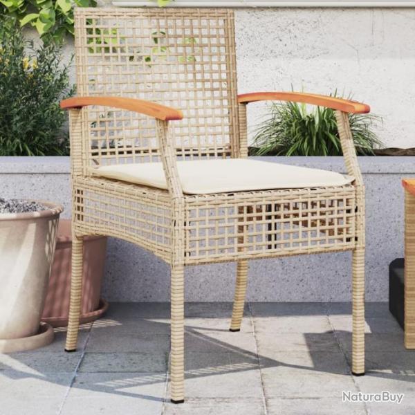 Chaises de jardin coussins lot de 2 beige rsine tresse acacia