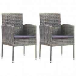 Chaises de jardin coussins gris foncé 2 pcs résine tressée alsavelo