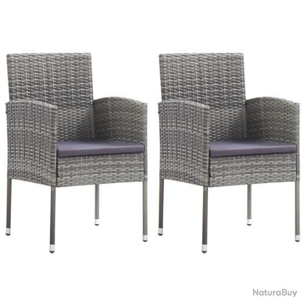 Chaises de jardin coussins gris fonc 2 pcs rsine tresse alsavelo