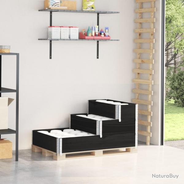 Lit surlev  3 niveaux noir 120x80 cm bois de pin massif alsavelo