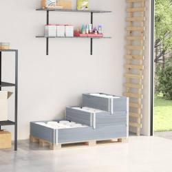 Lit surélevé à 3 niveaux gris 120x80 cm bois de pin massif alsavelo