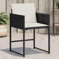 Chaises de jardin lot de 4 avec coussins noir résine tressée alsavelo