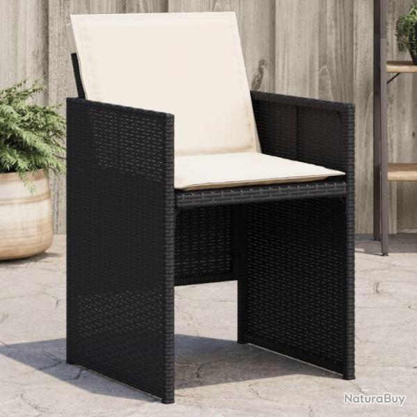 Chaises de jardin lot de 4 avec coussins noir rsine tresse