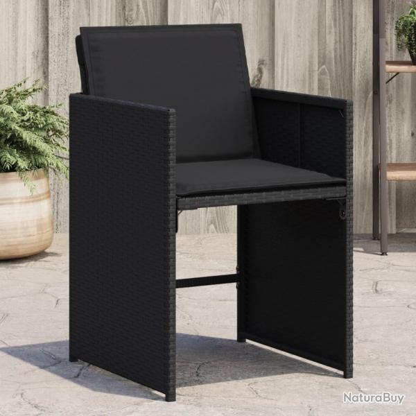 Chaises de jardin lot de 4 avec coussins noir rsine tresse alsavelo