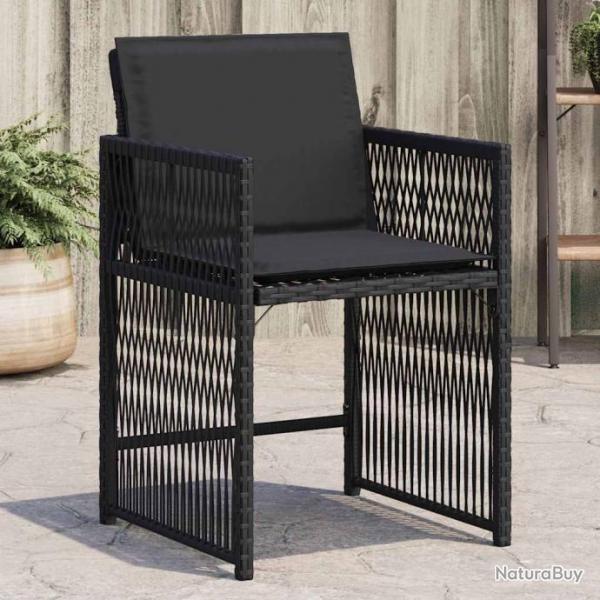 Chaises de jardin lot de 4 avec coussins noir rsine tresse