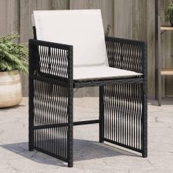 Chaises de jardin lot de 4 avec coussins noir résine tressée alsavelo