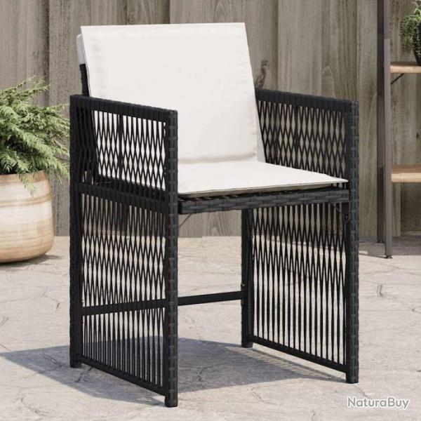 Chaises de jardin lot de 4 avec coussins noir rsine tresse