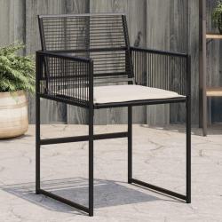 Chaises de jardin lot de 4 avec coussins noir résine tressée alsavelo
