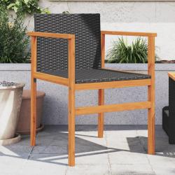 Chaises de jardin lot de 2 noir résine tressée et bois massif alsavelo