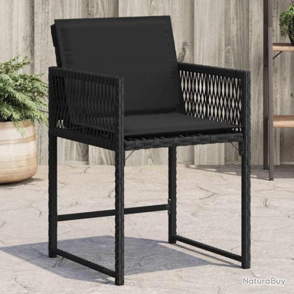 Chaises de jardin lot de 4 avec coussins noir rsine tresse