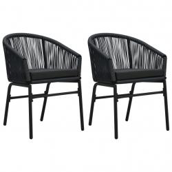 Chaises de jardin lot de 2 Noir Rotin PE alsavelo