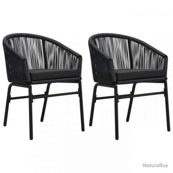 Chaises de jardin lot de 2 Noir Rotin PE