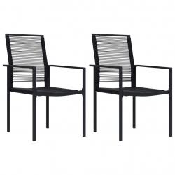 Chaises de jardin lot de 2 Rotin PVC Noir alsavelo