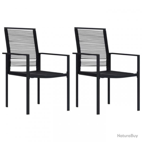 Chaises de jardin lot de 2 Rotin PVC Noir