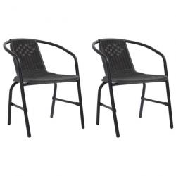 Chaises de jardin lot de 2 Plastique Rotin et acier 110 kg