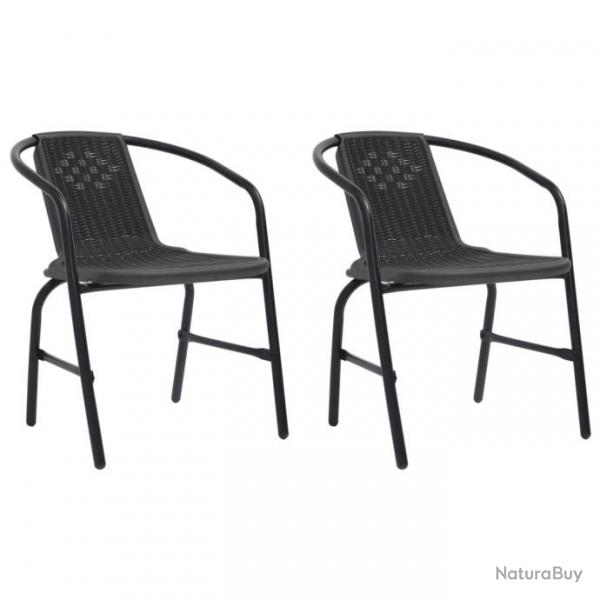 Chaises de jardin lot de 2 Plastique Rotin et acier 110 kg