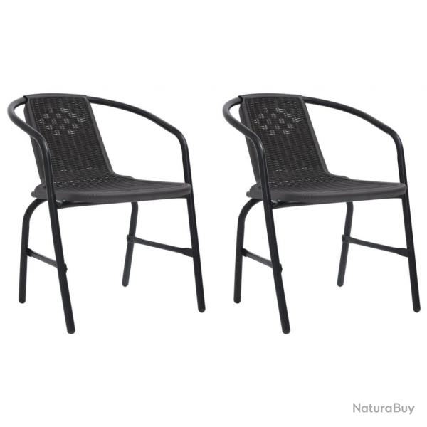 Chaises de jardin lot de 2 Plastique Rotin et acier 110 kg alsavelo