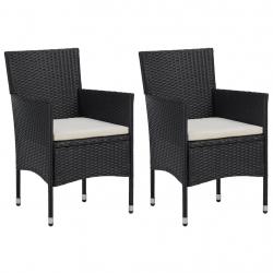Chaises de jardin lot de 2 Résine tressée Noir alsavelo