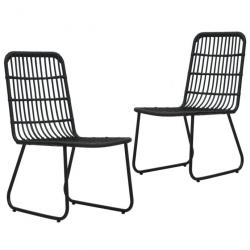 Chaises de jardin lot de 2 Résine tressée Noir