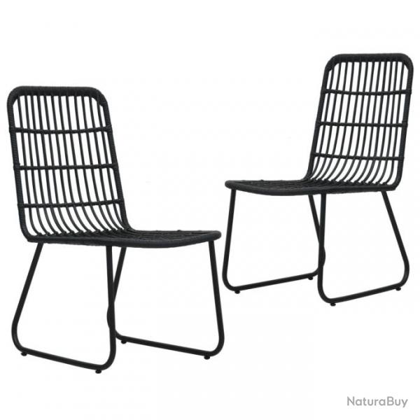 Chaises de jardin lot de 2 Rsine tresse Noir