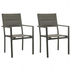 Chaises de jardin lot de 2 Textilène acier Gris et anthracite alsavelo