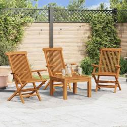 Chaises de jardin lot de 3 Bois de teck massif alsavelo