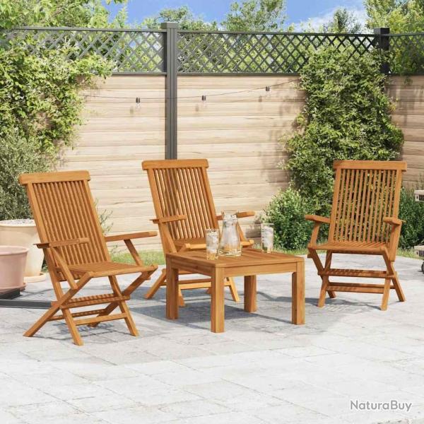 Chaises de jardin lot de 3 Bois de teck massif alsavelo