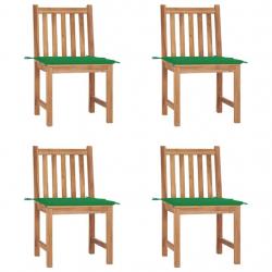 Chaises de jardin lot de 4 avec coussins Bois de teck massif alsavelo