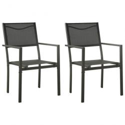 Chaises de jardin lot de 2 Textilène et acier Noir anthracite