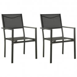 Chaises de jardin lot de 2 Textilène et acier Noir anthracite alsavelo