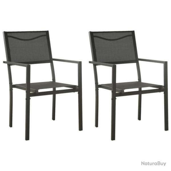 Chaises de jardin lot de 2 Textilne et acier Noir anthracite