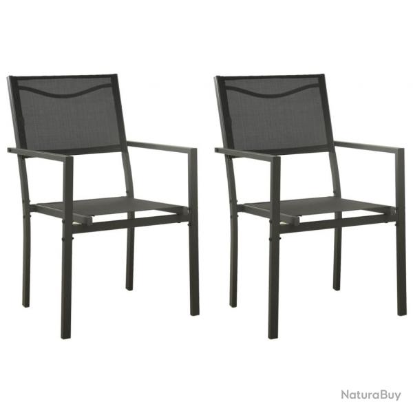 Chaises de jardin lot de 2 Textilne et acier Noir anthracite alsavelo