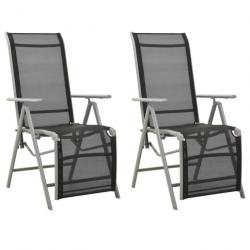 Chaises de jardin lot de 2 Textilène et aluminium Argenté