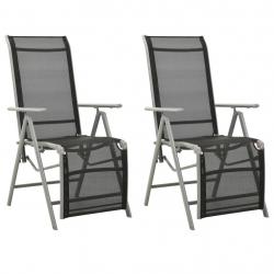 Chaises de jardin lot de 2 Textilène et aluminium Argenté alsavelo